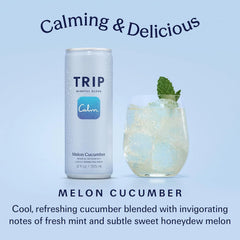 TRIP Calm Drink, Non-Alcoholic Adaptogen Mocktail, Melon Cucumber 12 pack