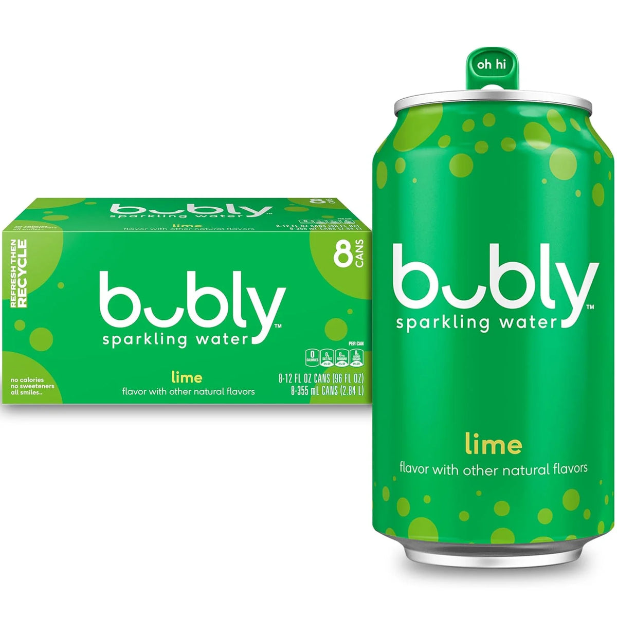 bubly Sparkling Water, Lime, 12 Fl Oz Cans (8 Pack)