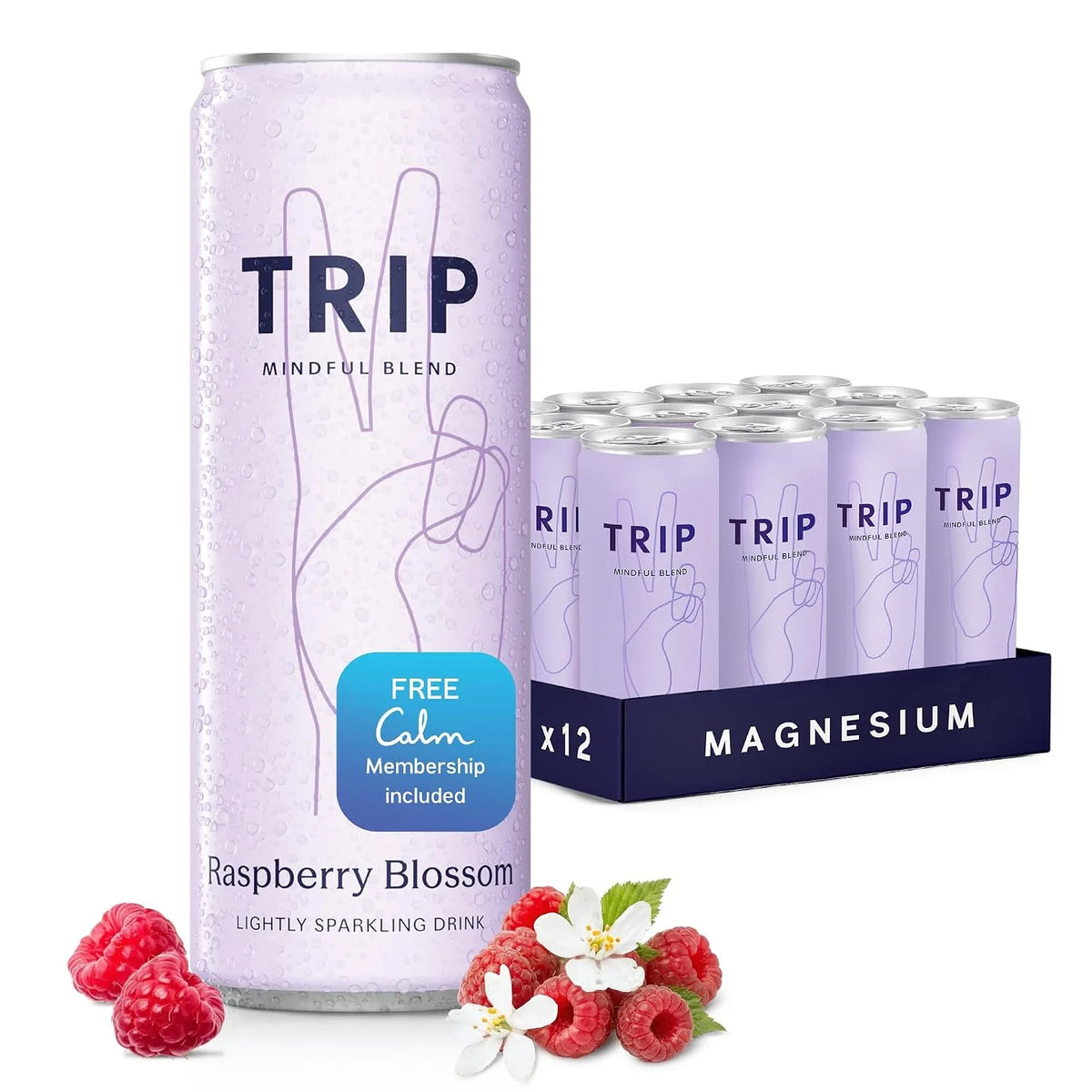 TRIP Calm Drink, Non-Alcoholic Adaptogen Mocktail, Raspberry Blossom 12 pk