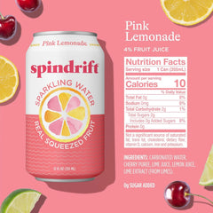 Spindrift Pink Lemonade Can 12 Ounce (Pack of 24)