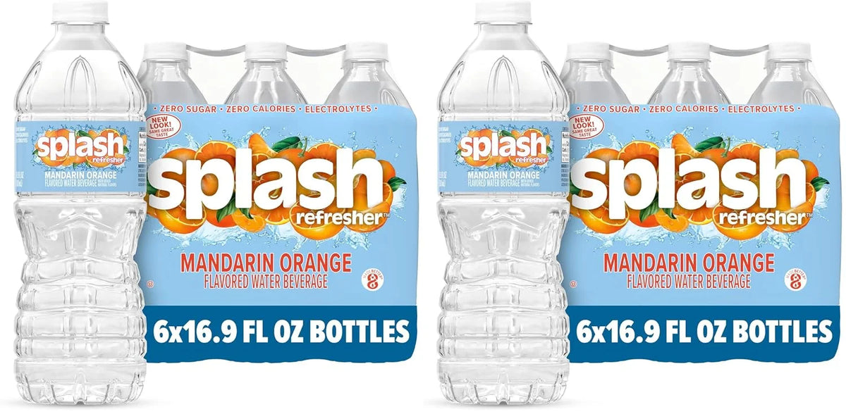 Splash Refresher Mandarin Orange Flavored Water, 16.9 Fl Oz, Plastic Bottle, Pack of 12