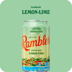 AUTX RAMBLER Lemon-Lime Sparkling Water, 12 Ounce (3 x 8 Pack) | Texas Limestone Mineral Blend, Calcium, Magnesium & Potassium, Crisp Carbonation, Nothing Artificial, No Sugar or Sodium