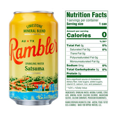AUTX RAMBLER Sparkling Water, Texas Limestone Mineral Blend, Satsuma Flavor, 12-Ounce Cans, Three 8-Packs (24 Cans)