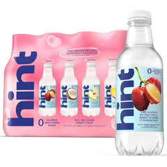 Hint Fruit-Infused Bottled Water, 4-Flavor Full On Flavor Variety Pack - Sugar Free Flavored Water with Zero Calories, Natural Fruit Essences, and No Artificial Sweeteners - 16 Fl Oz (Pack of 12)