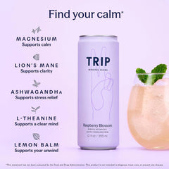 TRIP Calm Drink, Non-Alcoholic Adaptogen Mocktail, Raspberry Blossom 12 pk