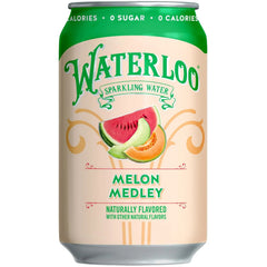 Waterloo Sparkling Water, Melon Medley, 12 Fl Oz Cans (Pack of 12) | Naturally Flavored, Zero Calories and Zero Sugar or Sweeteners