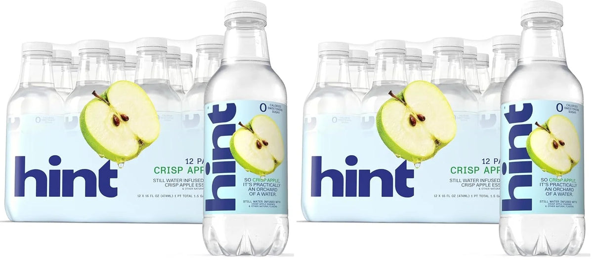 Hint Fruit-Infused Bottled Water, Crisp Apple - Sugar Free Flavored Water with Zero Calories, Naturally Flavored, and No Artificial Sweeteners - 16 Fl Oz (Pack of 24)