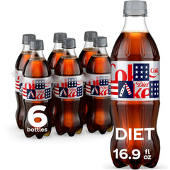 Diet Coke Soda Soft Drink Bottles, 16.9 fl oz, 6 Pack | No sugar, no calories, 64 mg caffeine per bottle