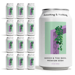 Something & Nothing Mango & Thai Basil, Flavored Sparkling Water, 12 Oz (Pack of 12)