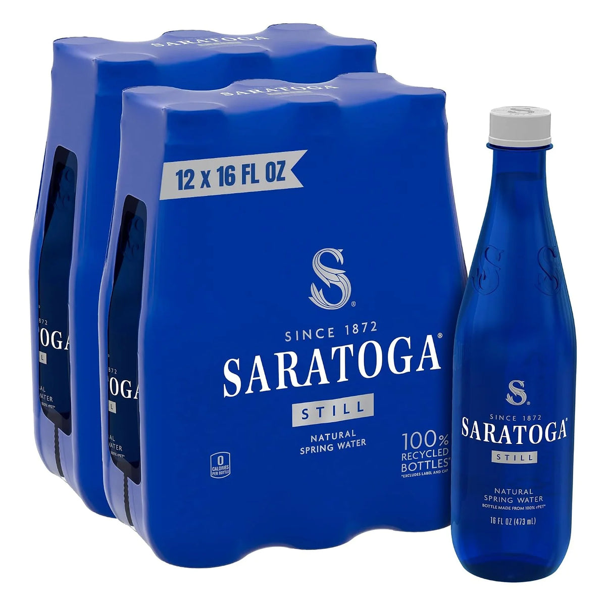 Saratoga Spring Water, 12 Pack, 16 Fl Oz | Still Water | Recycled PET Plastic