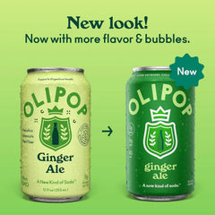 OLIPOP 6g Fiber Prebiotic Soda, Ginger Ale, 12 fl oz, 12 Pack | Shelf Stable Prebiotic Soda, 6g Fiber, 5g Sugar, Digestive Health Support, Prebiotics & Botanicals, Gluten Free, Non GMO