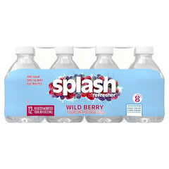 SPLASH REFRESHER Flavored Water Bottles, Wild Berry Flavor - 12 Pack | Refreshing Flavored Bottled Water with Electrolytes - Zero Sugar & Zero Calories - 8 Fl Oz