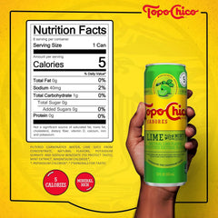 Topo Chico Sabores Lime with Mint Extract Sparkling Water, 12 fl oz, 8 Pack | Cans of flavored bubbly water with minerals and real fruit juice, no added sugar