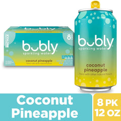 bubly Sparkling Water, Coconut Pineapple, 12 Fl Oz Cans (8 Pack)