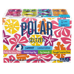 Polar Seltzer Limited Edition Sparkling Water, Summer Variety Pack, 12 fl oz cans, 12 pack