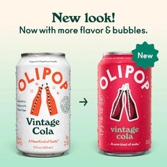 OLIPOP 6g Fiber Prebiotic Soda, Vintage Cola, 12 fl oz, 12 Pack | Shelf Stable Prebiotic Soda, 6g Fiber, 4g Sugar, Digestive Health Support, Prebiotics & Botanicals, Gluten Free, Non GMO