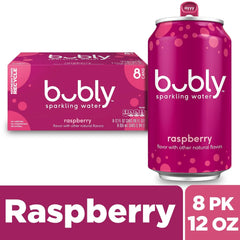 bubly Sparkling Water, Raspberry, 12 Fl Oz Cans (8 Pack) | Zero Sugar, Zero Calories, Seltzer Water