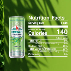 Limonati by Borjomi - Tarkhun Lemonade with Natural Tarragon Extract and Borjomi Sparkling Mineral Water - 11.15 oz, 12 Cans