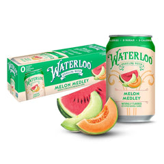 Waterloo Sparkling Water, Melon Medley, 12 Fl Oz Cans (Pack of 12) | Naturally Flavored, Zero Calories and Zero Sugar or Sweeteners