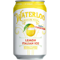 Waterloo Sparkling Water, Lemon Italian Ice, 12 Fl Oz Cans (Pack of 12) | Naturally Flavored, Zero Calories and Zero Sugar or Sweeteners