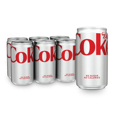 Diet Coke Soda Soft Drink Mini Cans, 7.5 fl oz, 6 Pack | No sugar, no calories, 28 mg caffeine per can
