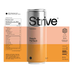 Strive Soda Peach Perfect - Sparkling Hydration Soda with Electrolytes & Organic Honey - Peach & Lemon Naturally Sweetened Drink - No Artificial Sweeteners or Preservatives - 12 Pack Cans