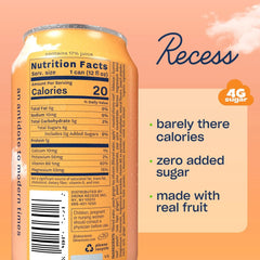Recess Mood Magnesium & Adaptogen Drink, Relaxation Beverage, 12 ounce (Peach Ginger, 12 pack)