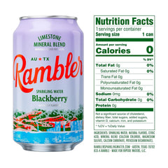 AUTX RAMBLER Blackberry Sparkling Water, 12 Ounce (3 x 8 Pack) | Texas Limestone Mineral Blend, Calcium, Magnesium & Potassium, Crisp Carbonation, Nothing Artificial, No Sugar or Sodium