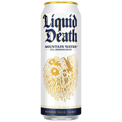 Liquid Death Still Mountain Water, Real Mountain Source, Ice-Cold Cans, Infinitely Recyclable, King Size 19.2 Fl Oz (Pack of 12)