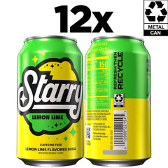 Starry Lemon Lime Soda Pop, 12 Fl Oz Cans (Pack of 12)