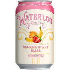 Waterloo Sparkling Water, Banana Berry Bliss, 12 Fl Oz Cans (Pack of 12) | Naturally Flavored, Zero Calories and Zero Sugar or Sweeteners