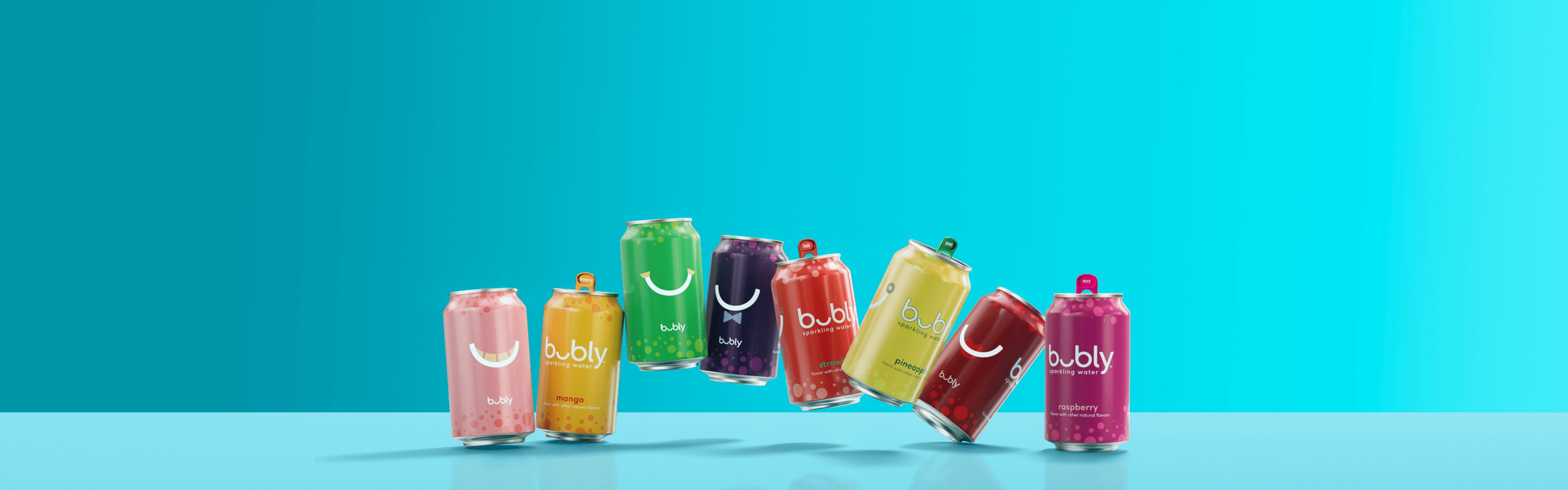 Colorful sparkling water cans